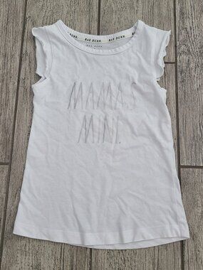 Rae Dunn Girls Mama's Mini White Flutter Sleeve Shirt Top Size 4